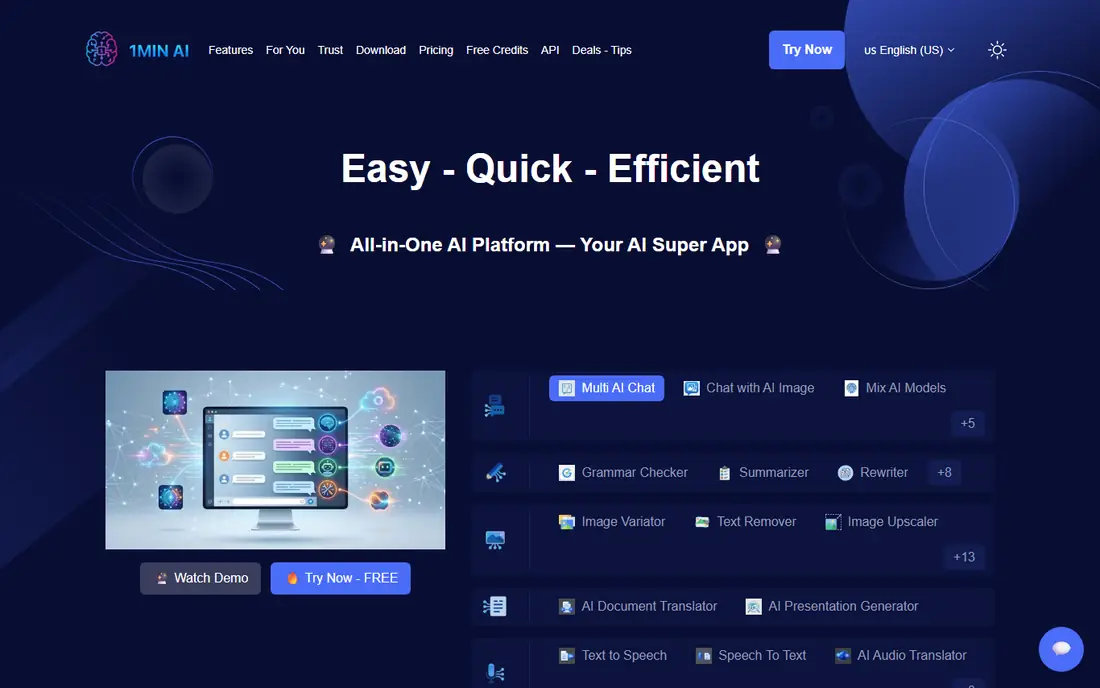 1min.AI homepage