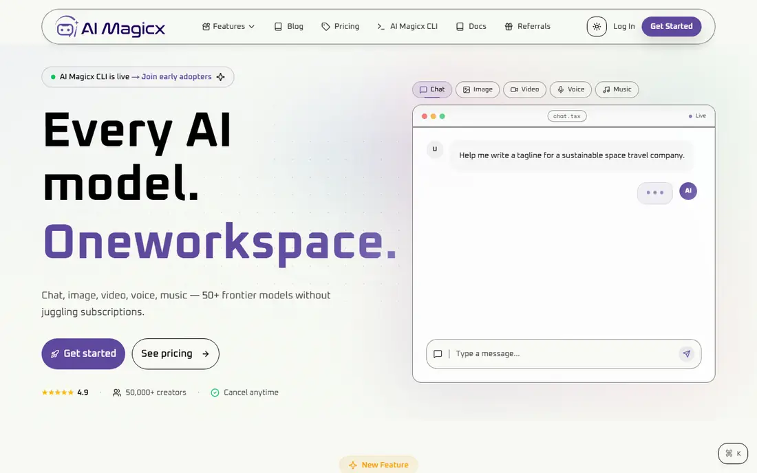 AI Magicx homepage