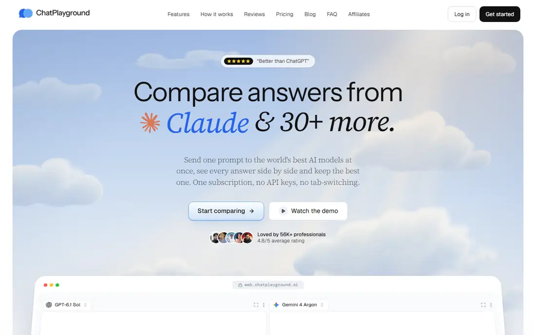 ChatPlayground AI homepage
