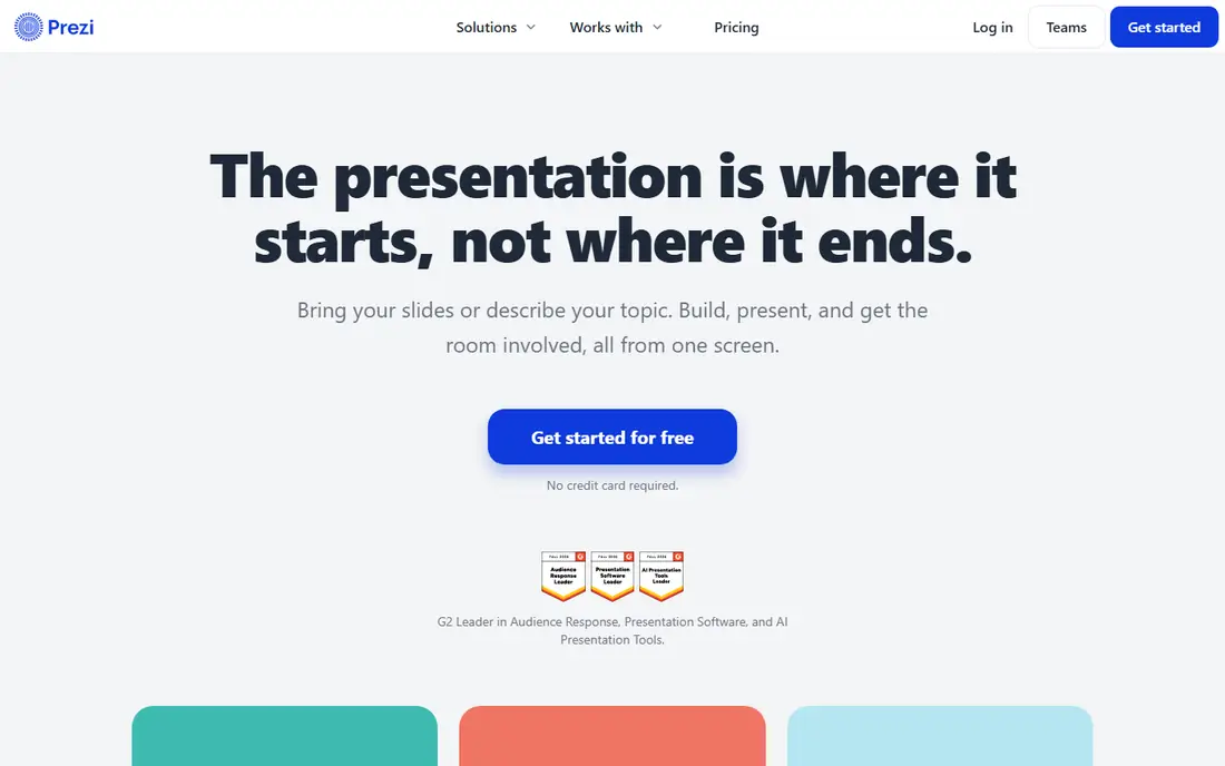 Prezi homepage