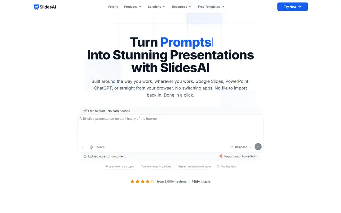 SlidesAI homepage