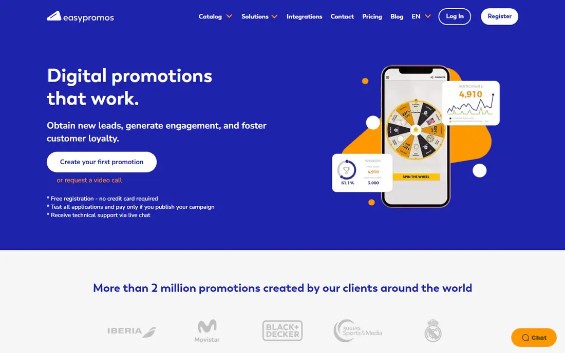 Easypromos homepage