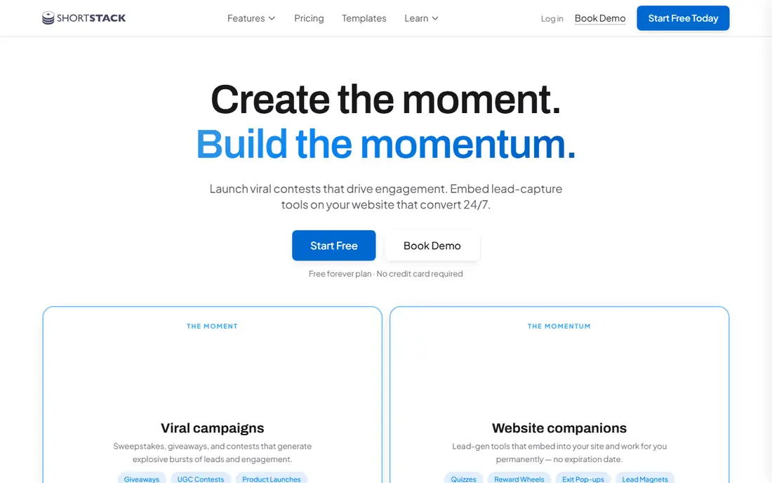 ShortStack homepage
