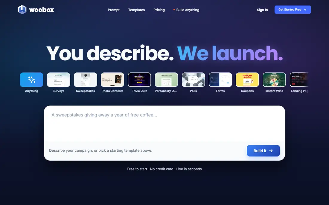 Woobox homepage