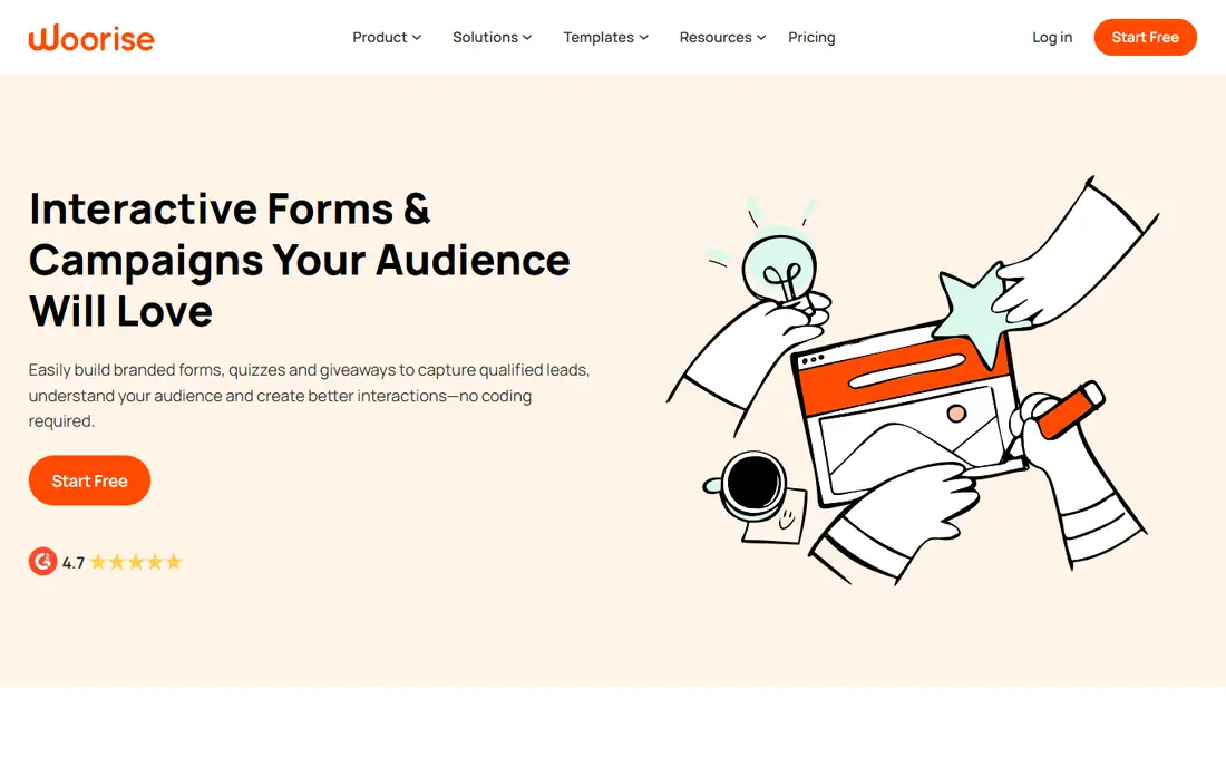 Woorise homepage