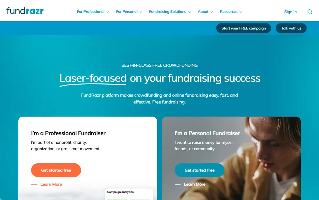 FundRazr homepage