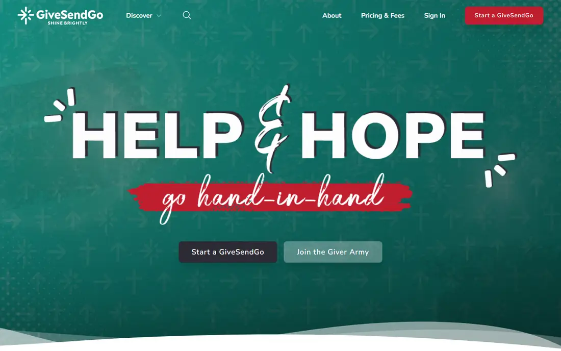 GiveSendGo homepage