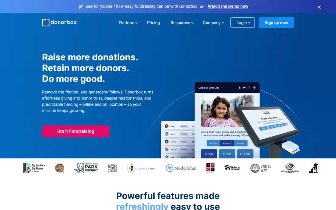 Donorbox homepage
