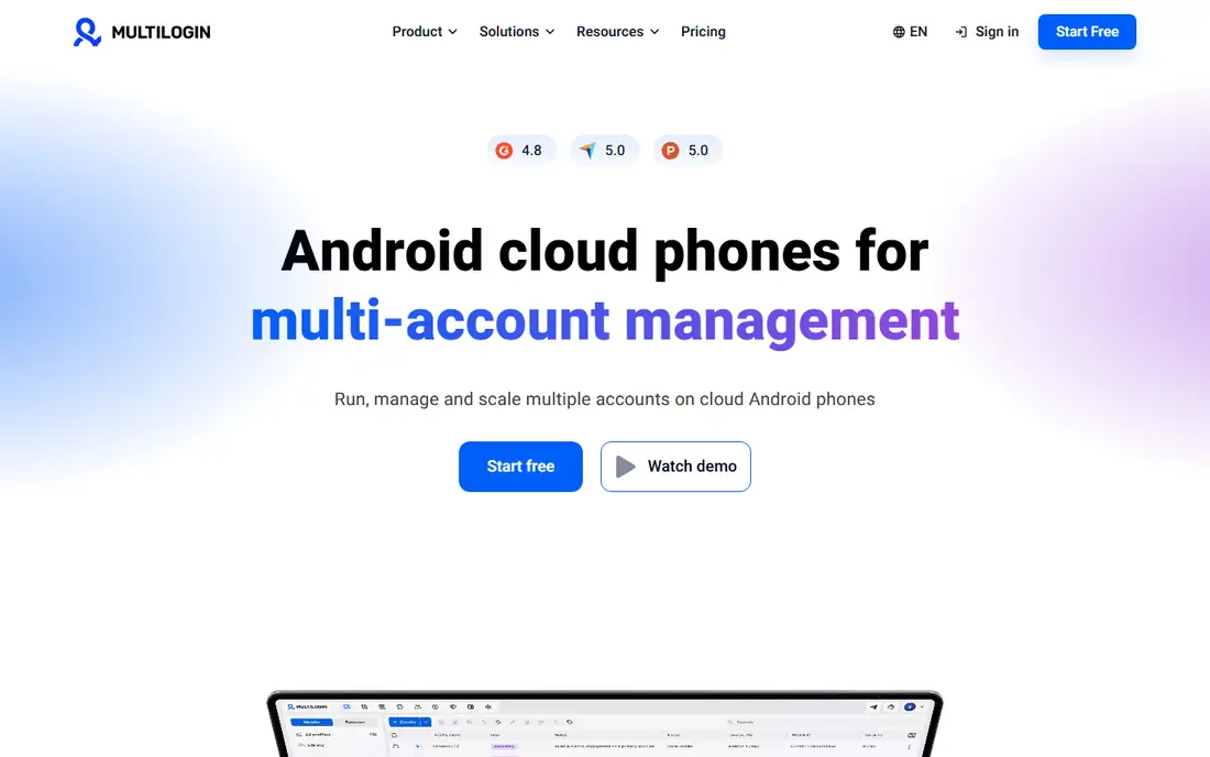 Multilogin homepage