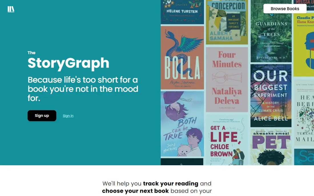 The StoryGraph homepage