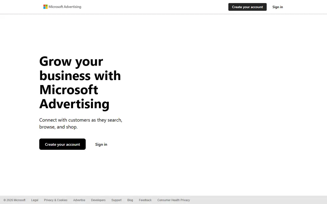 Microsoft Advertising homepage