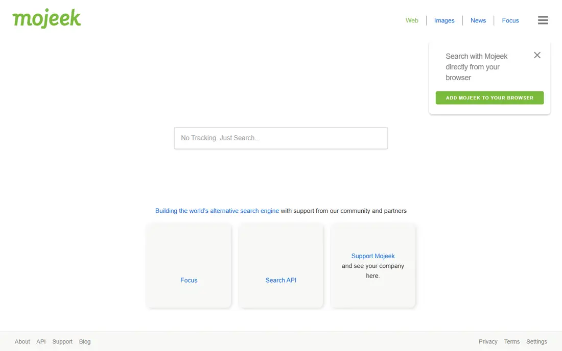 Mojeek homepage