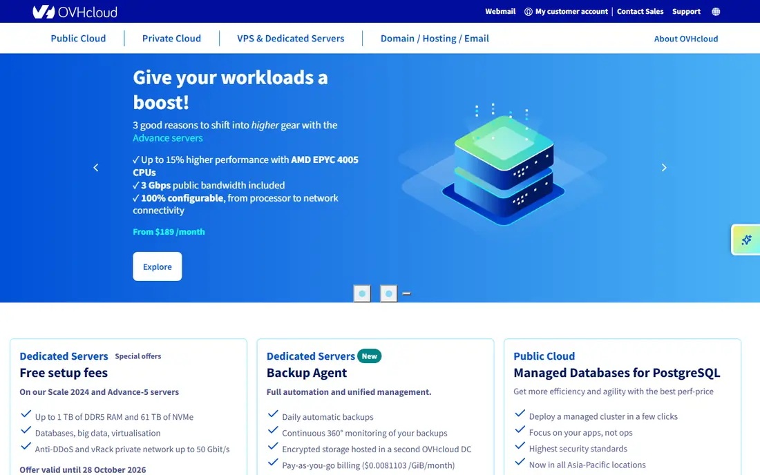 OVHcloud homepage