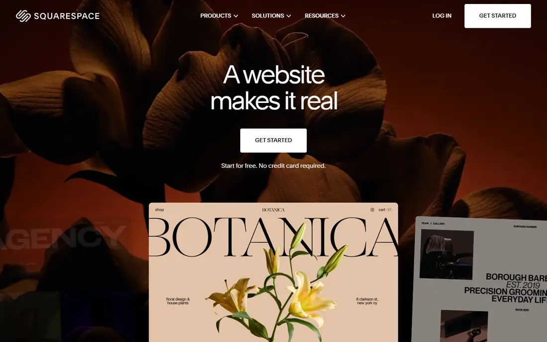Squarespace homepage