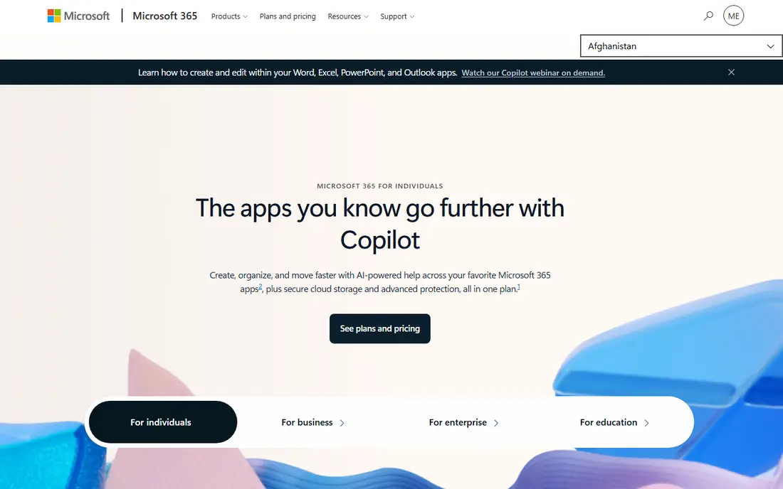 Microsoft 365 homepage