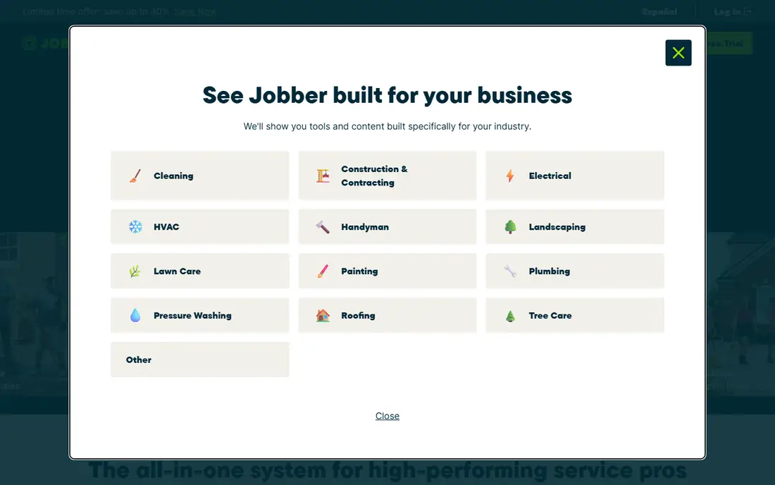 Jobber homepage