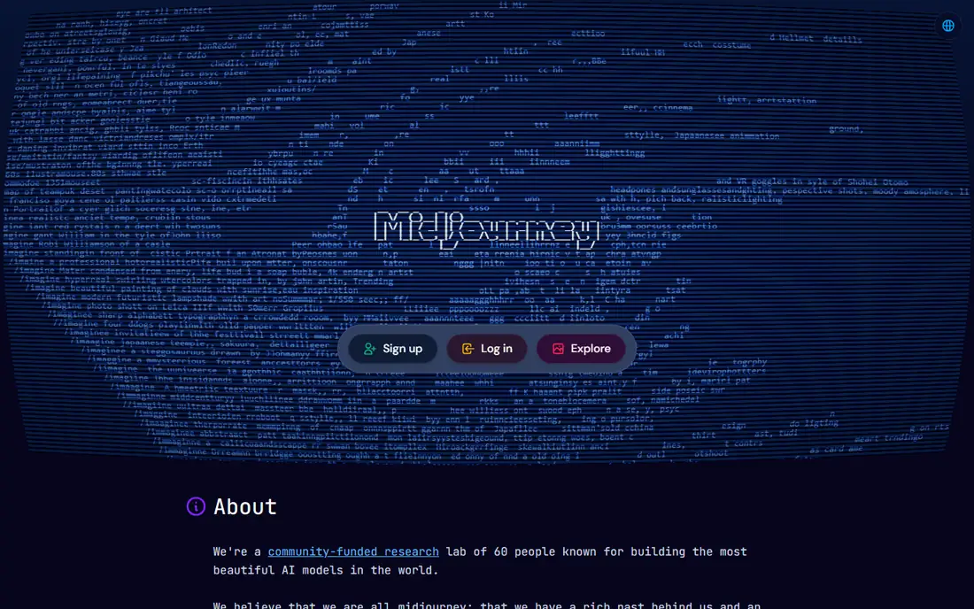 Midjourney homepage
