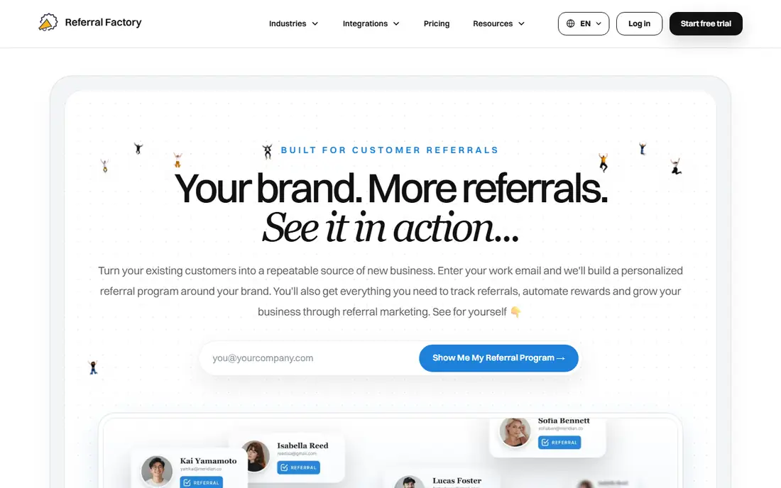 Referral Factory homepage