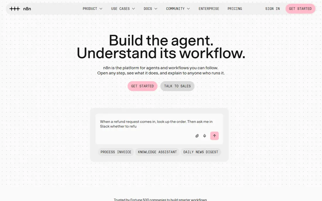 n8n homepage