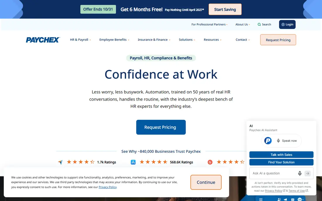 Paychex Flex homepage