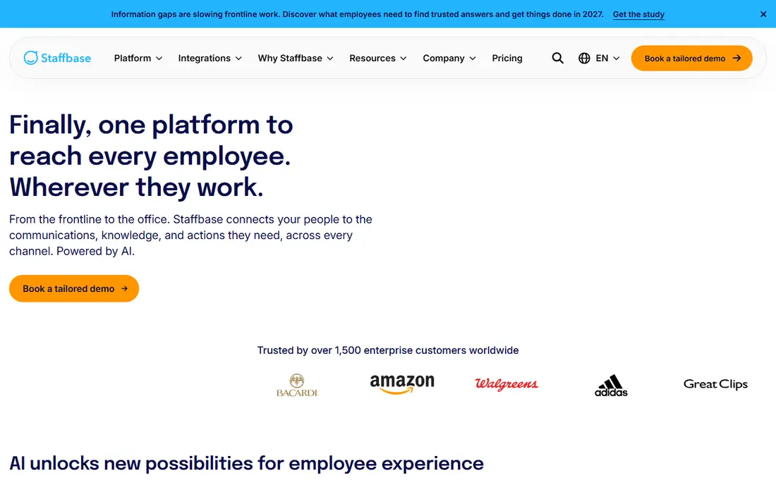 Staffbase homepage