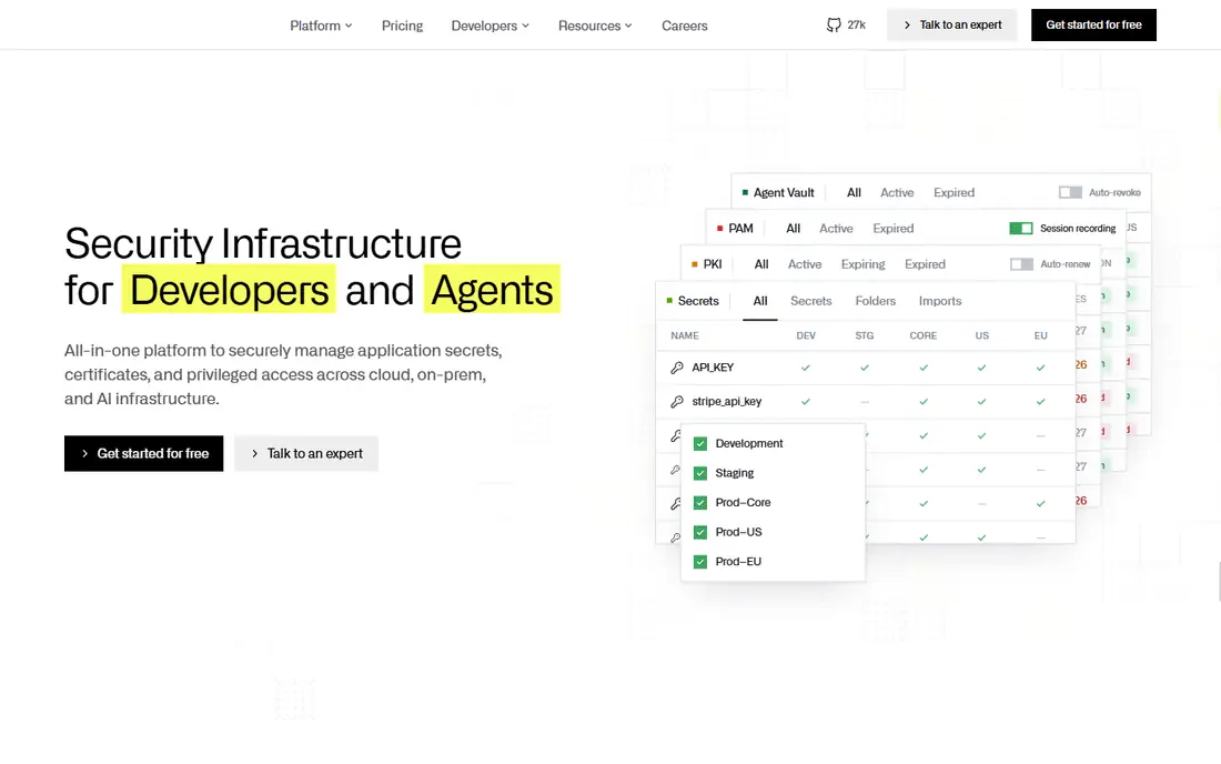 Infisical homepage