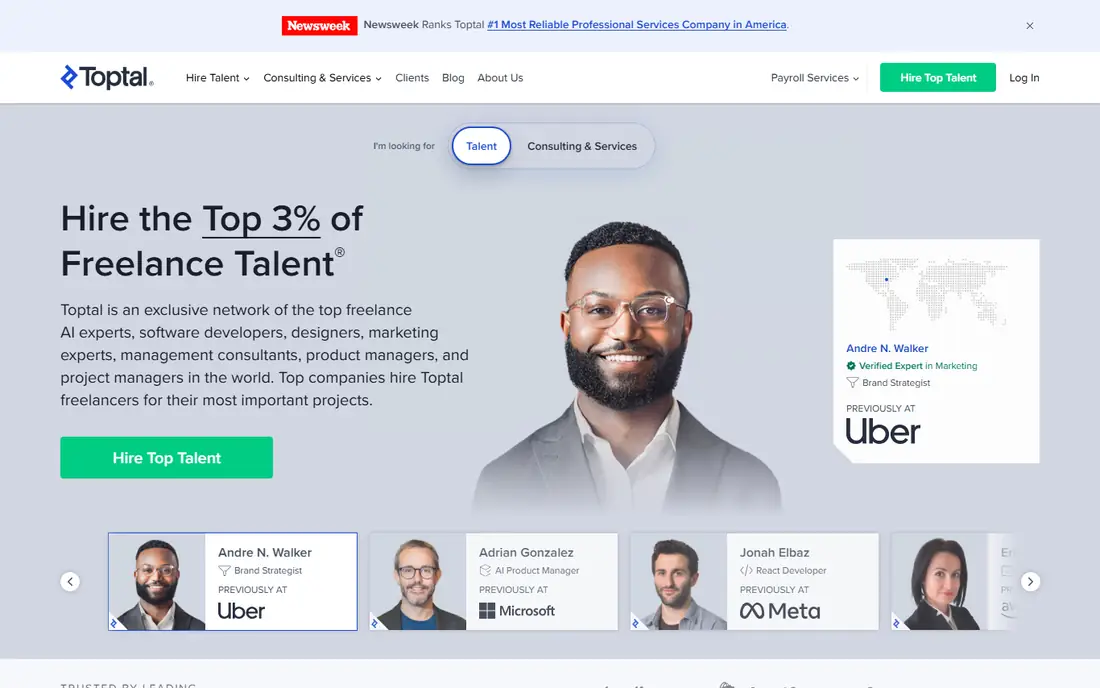 Toptal homepage