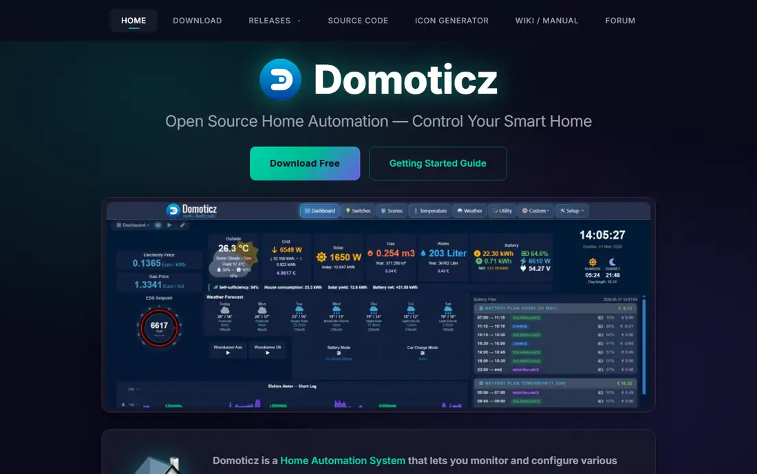 Domoticz homepage