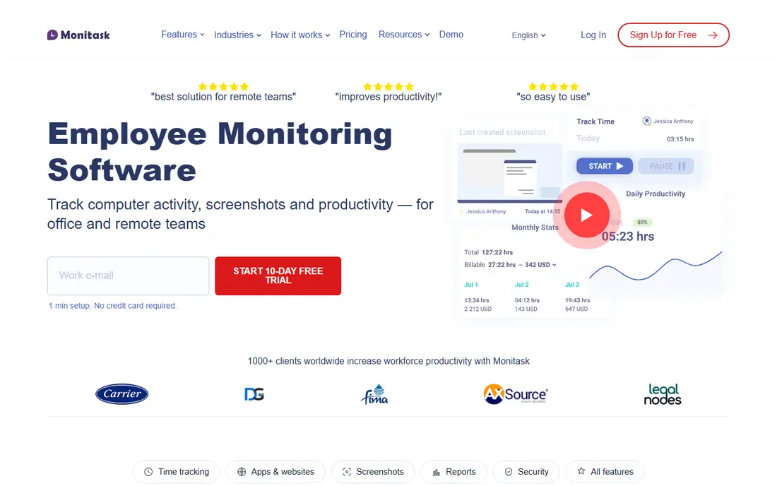 Monitask homepage