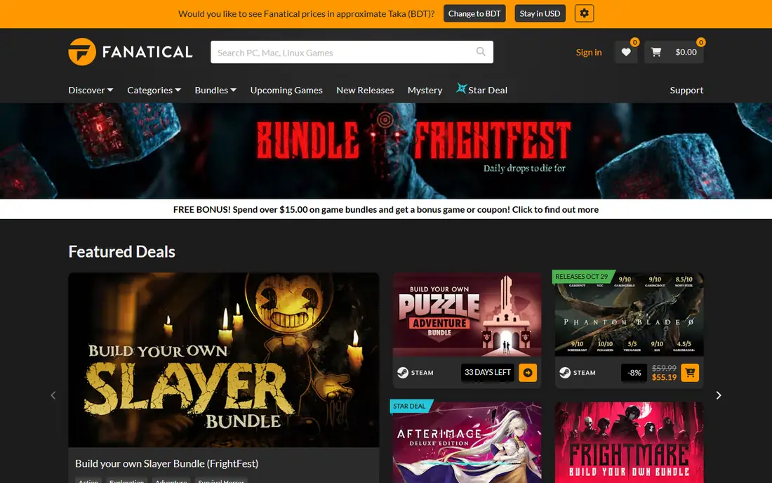 Fanatical homepage