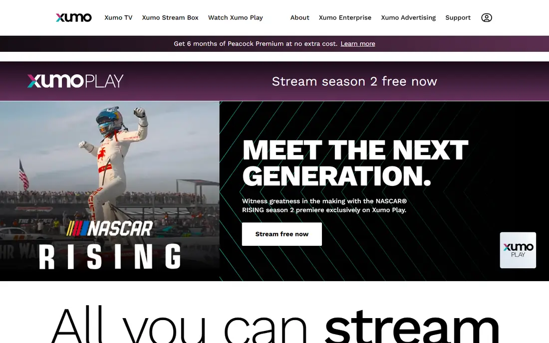 Xumo Play homepage
