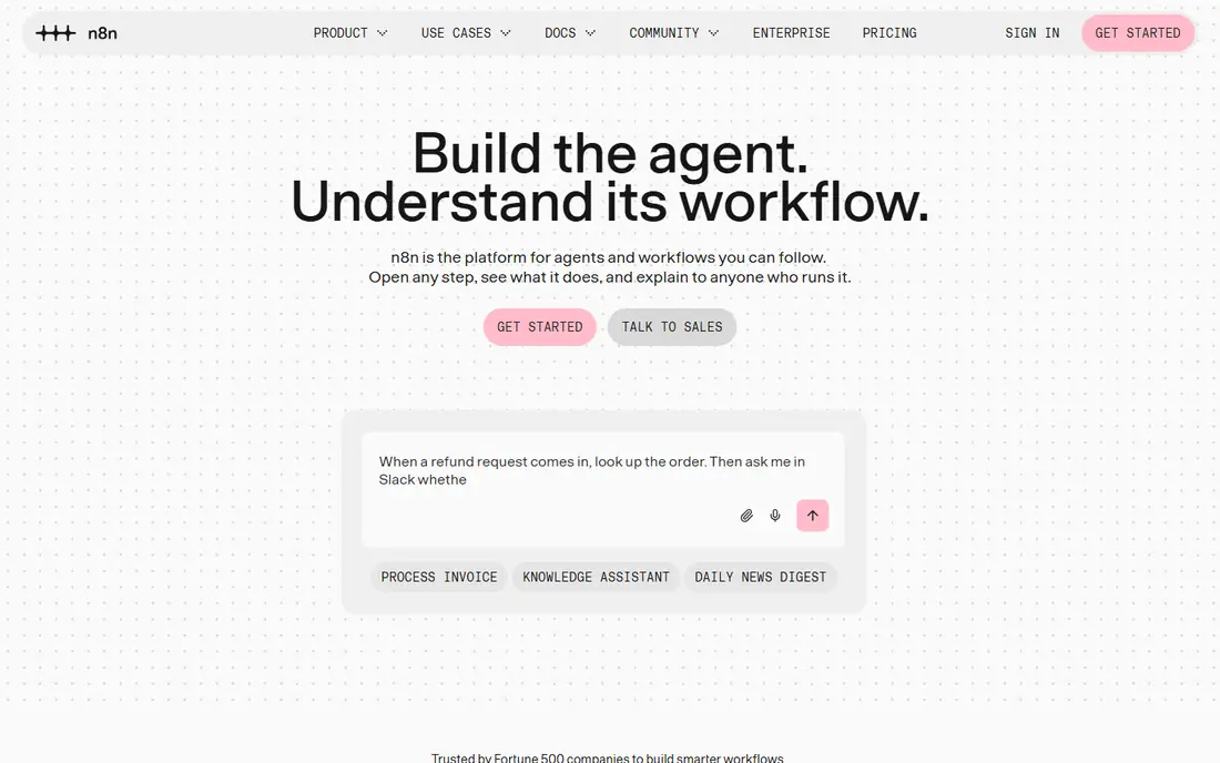n8n homepage