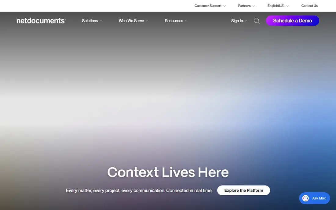 NetDocuments homepage