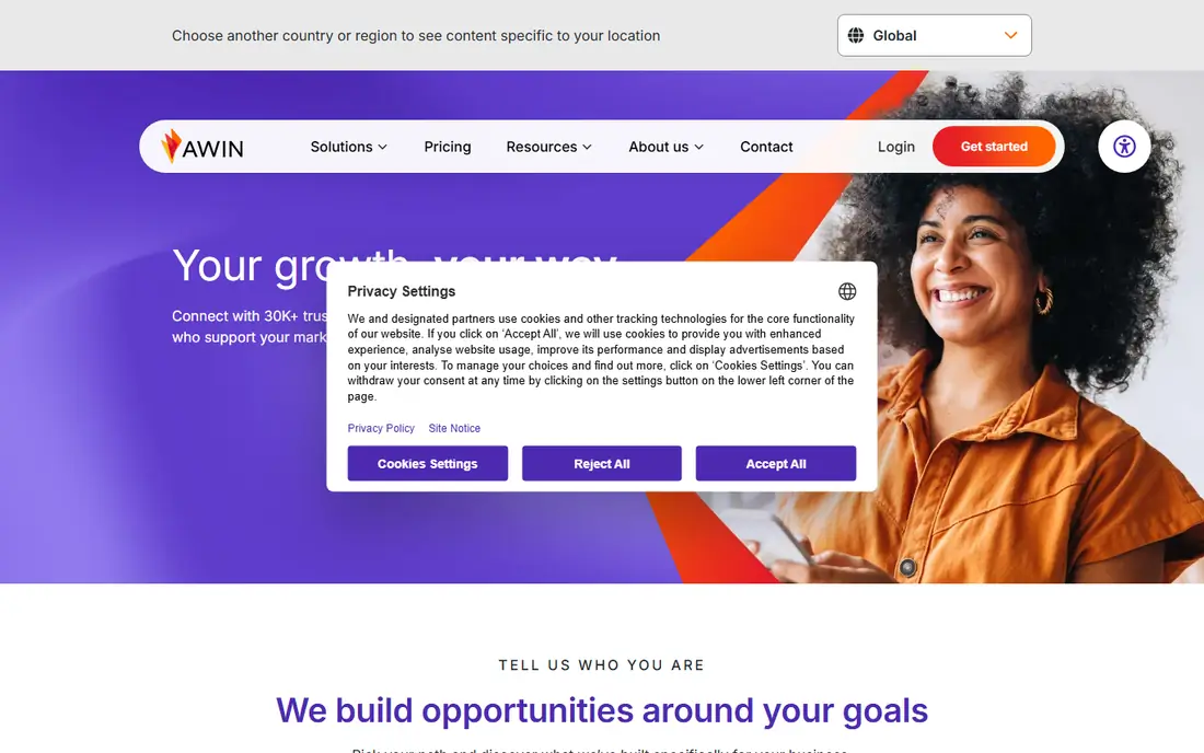 Awin homepage