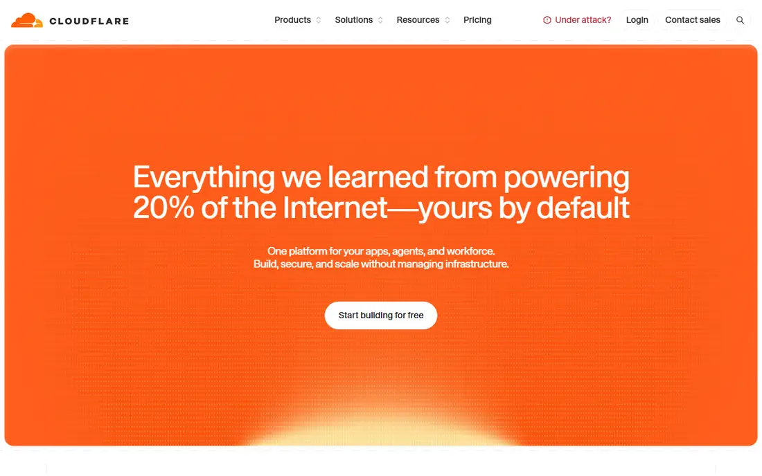 Cloudflare homepage