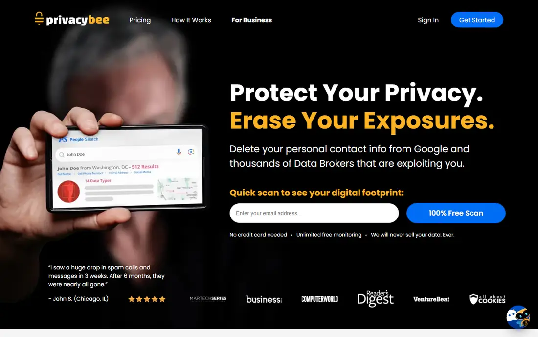 Privacy Bee homepage