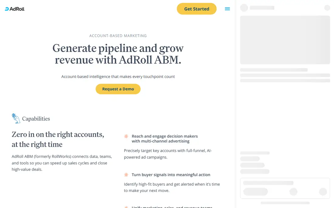 AdRoll ABM homepage