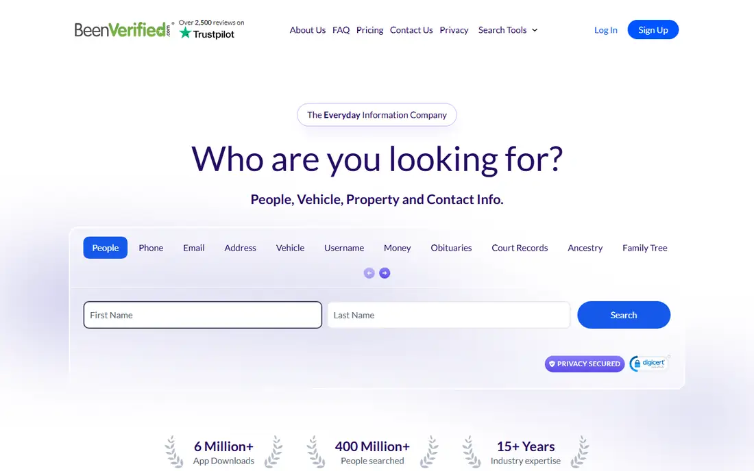 BeenVerified homepage