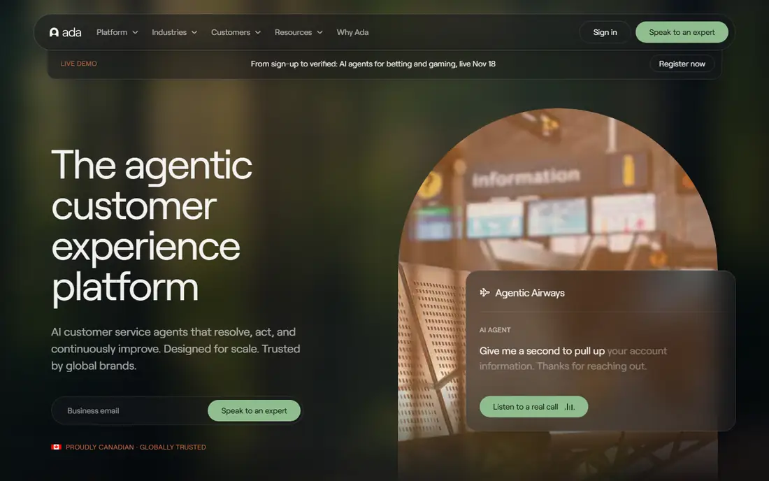 Ada homepage