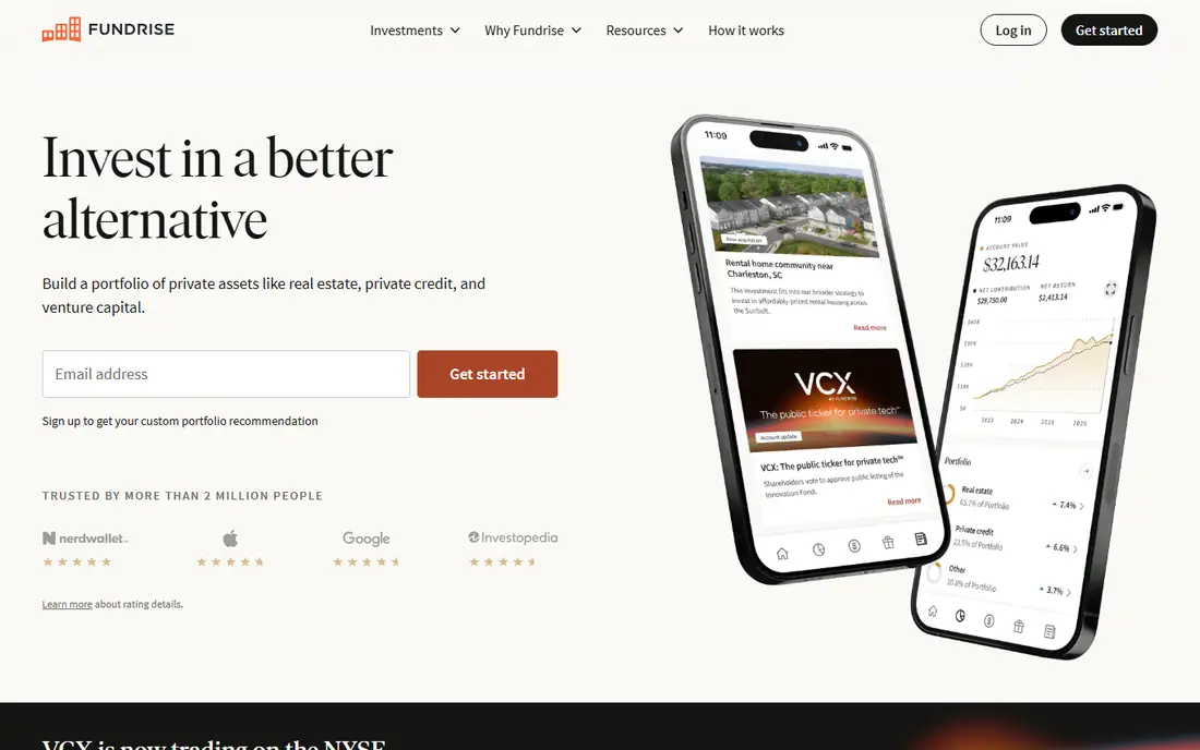 Fundrise homepage