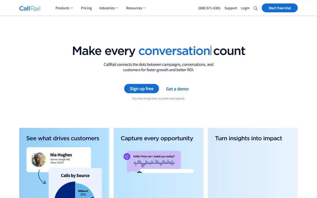 CallRail homepage