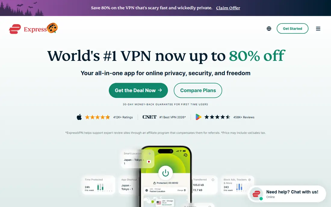 ExpressVPN homepage