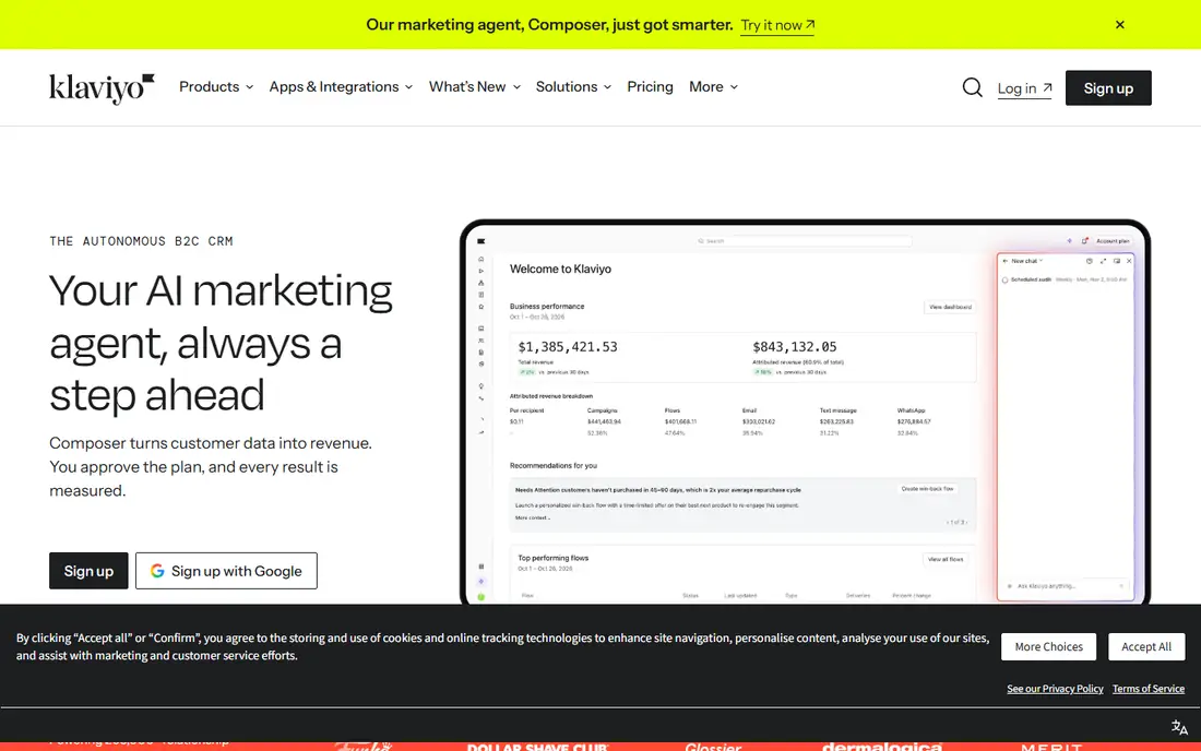 Klaviyo homepage
