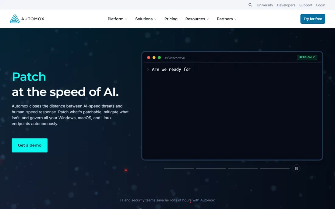 Automox homepage