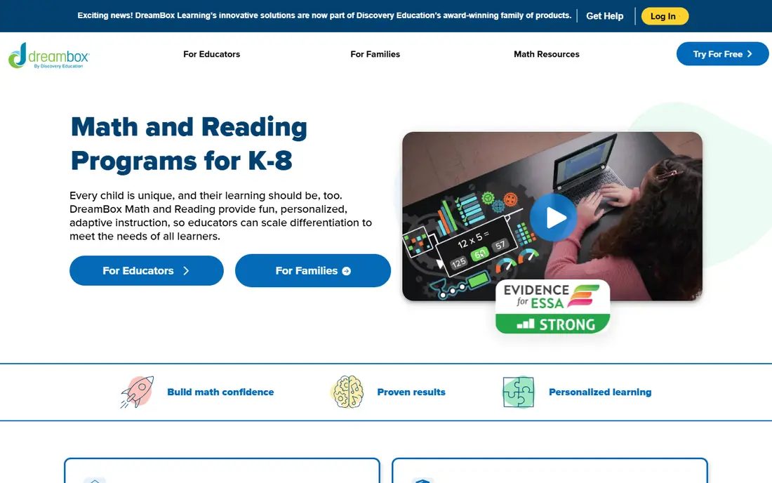 DreamBox homepage