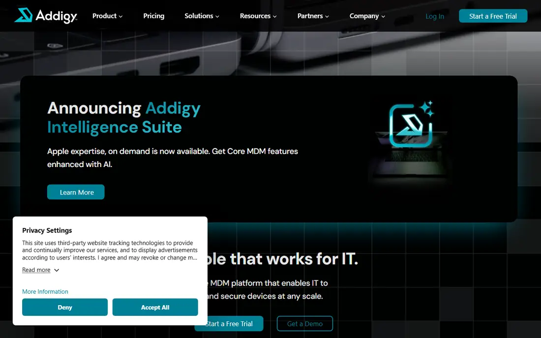 Addigy homepage