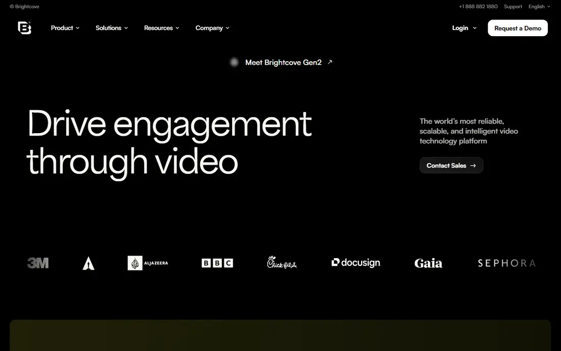 Brightcove homepage