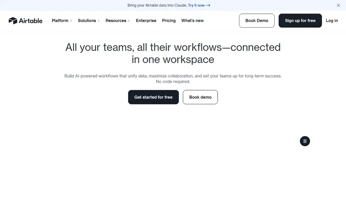 Airtable homepage