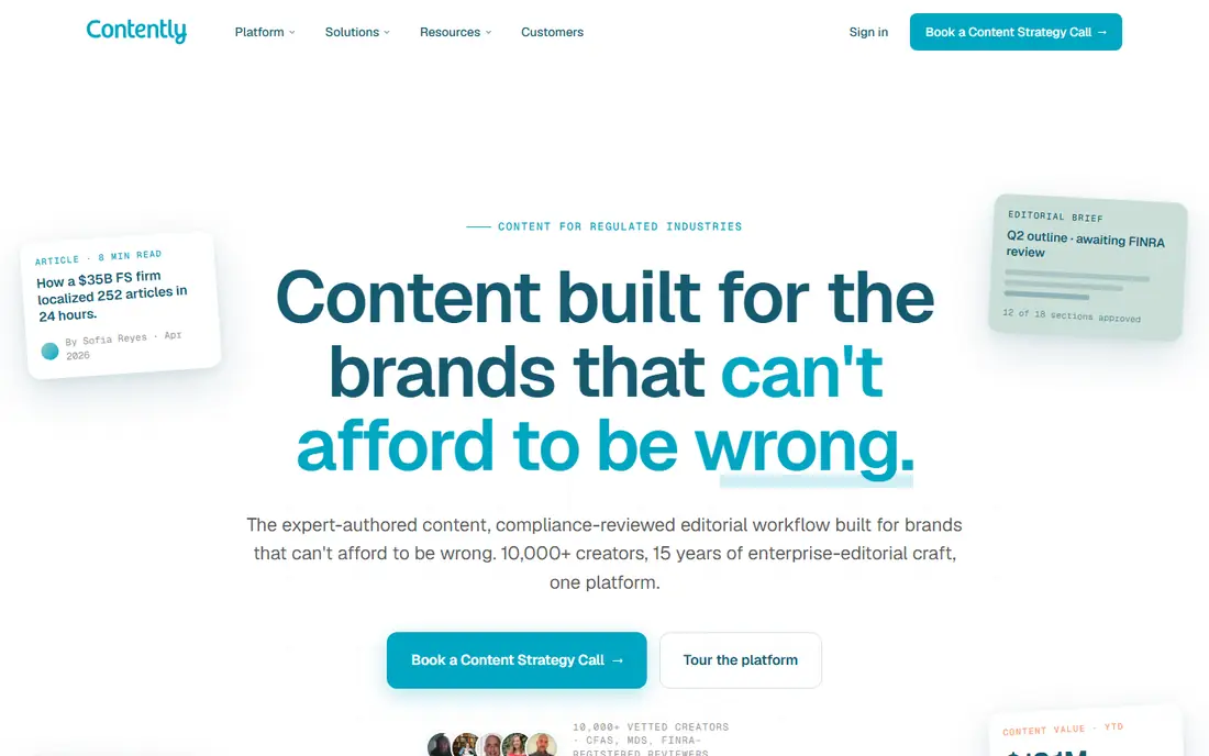Contently homepage