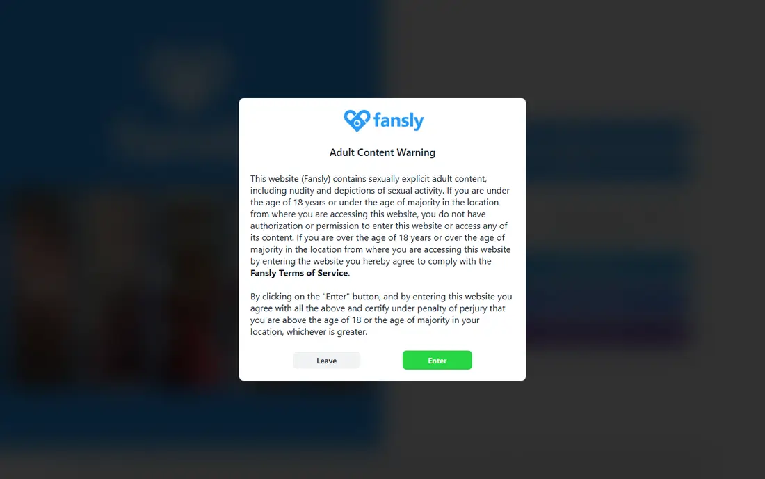 Fansly homepage